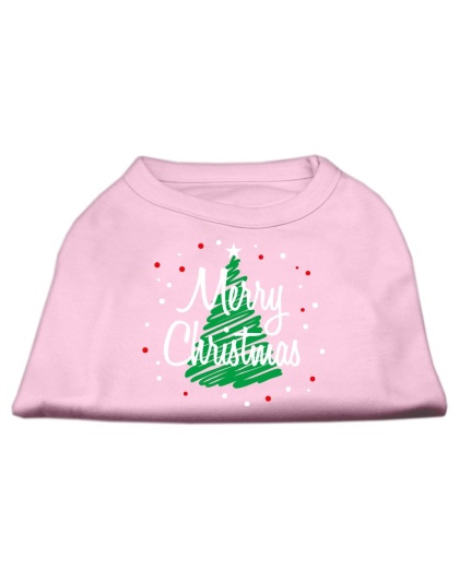 Scribbled Merry Christmas Screenprint Shirts Light Pink L