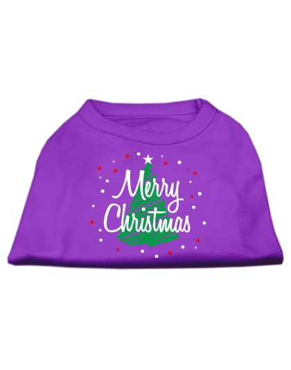 Scribbled Merry Christmas Screenprint Shirts Purple L