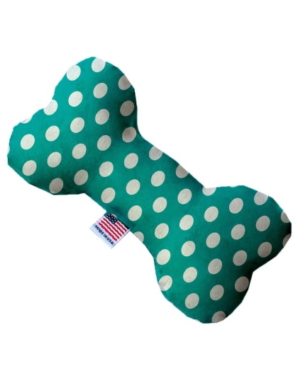 Seafoam Green Swiss Dots 10 Inch Canvas Bone Dog Toy