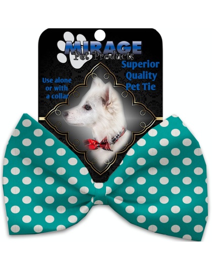 Seafoam Green Swiss Dots Pet Bow Tie