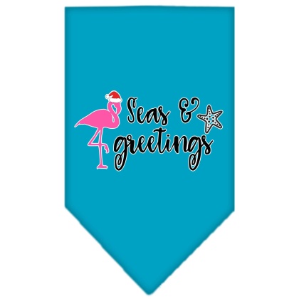 Seas and Greetings Screen Print Bandana Turquoise Large