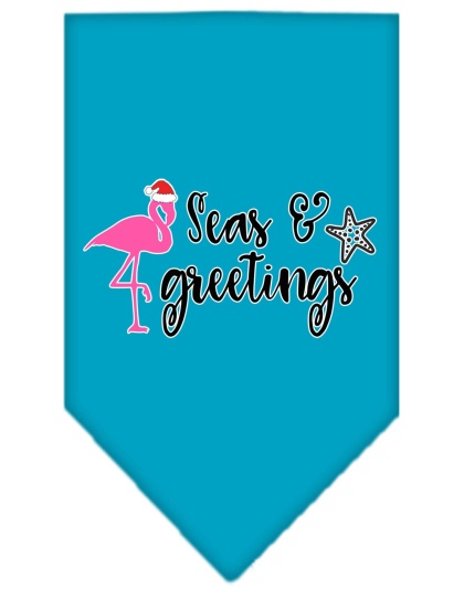 Seas and Greetings Screen Print Bandana Turquoise Large