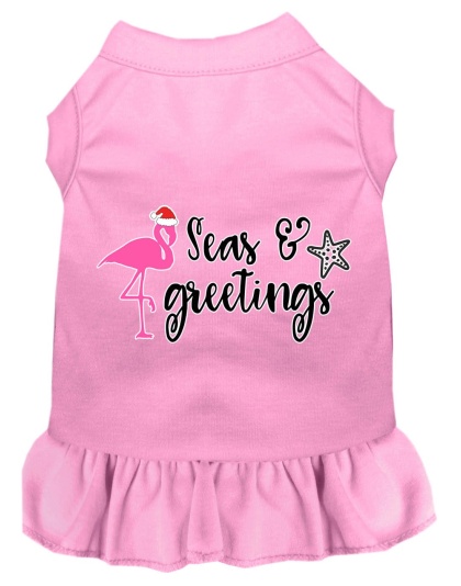 Seas and Greetings Screen Print Dog Dress Light Pink 4X