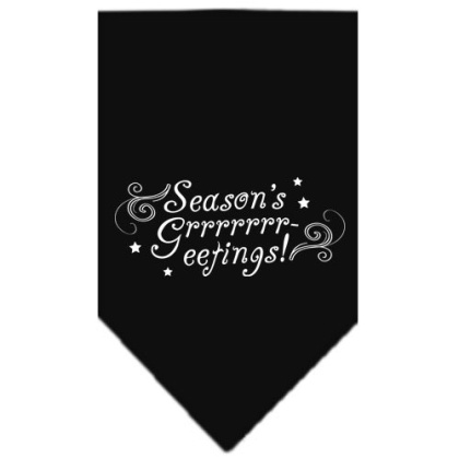 Seasons Greetings Screen Print Bandana Black Large