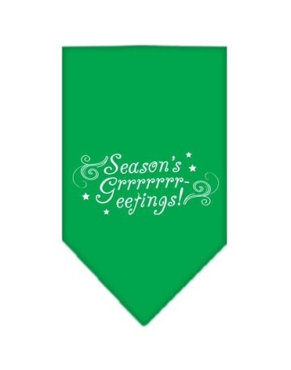 Seasons Greetings Screen Print Bandana Emerald Green Large