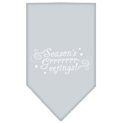 Seasons Greetings Screen Print Bandana Grey Large