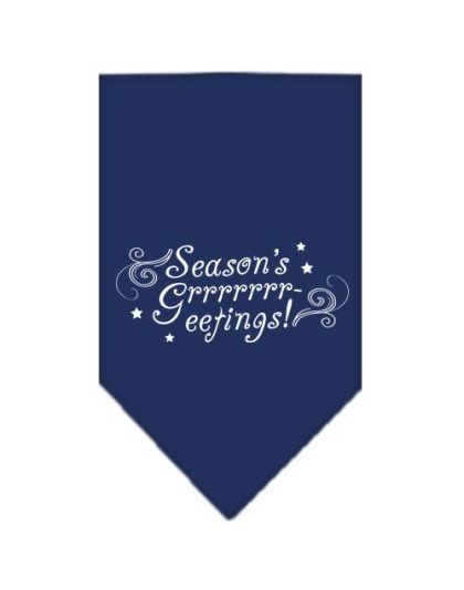 Seasons Greetings Screen Print Bandana Navy Blue large