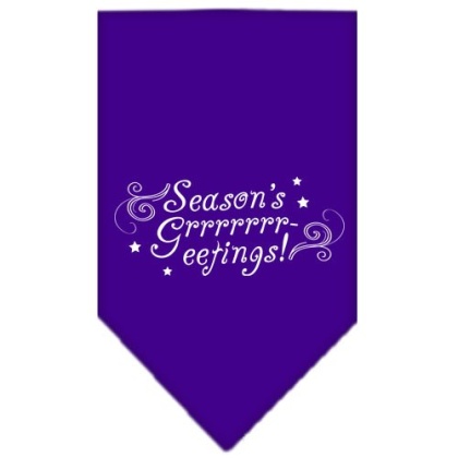 Seasons Greetings Screen Print Bandana Purple Large