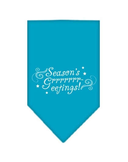 Seasons Greetings Screen Print Bandana Turquoise Large