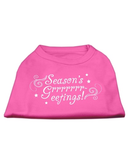 Seasons Greetings Screen Print Shirt Bright Pink L