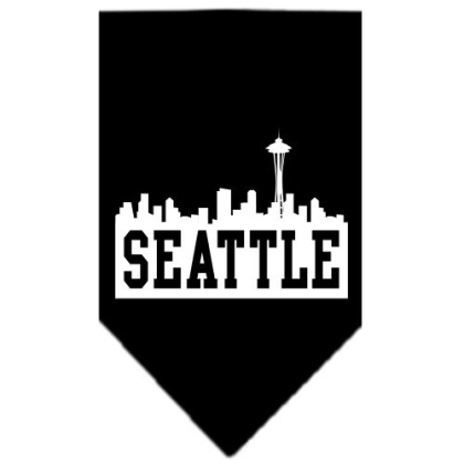 Seattle Skyline Screen Print Bandana Black Large