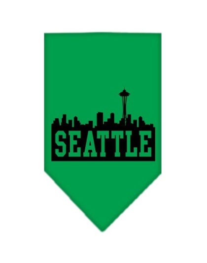 Seattle Skyline Screen Print Bandana Emerald Green Large