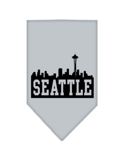 Seattle Skyline Screen Print Bandana Grey Large