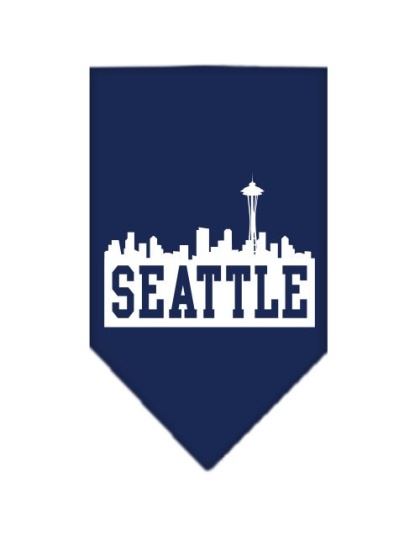 Seattle Skyline Screen Print Bandana Navy Blue large