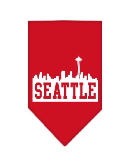 Seattle Skyline Screen Print Bandana Red Large