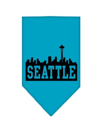 Seattle Skyline Screen Print Bandana Turquoise Large