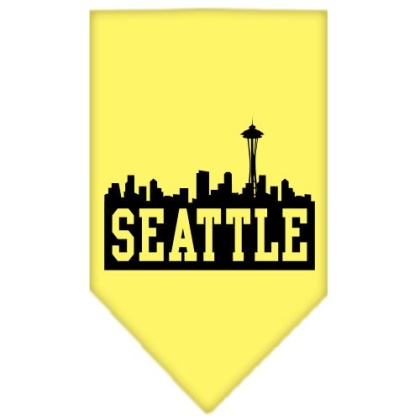 Seattle Skyline Screen Print Bandana Yellow Large