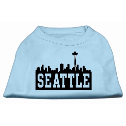 Seattle Skyline Screen Print Shirt Baby Blue Lg