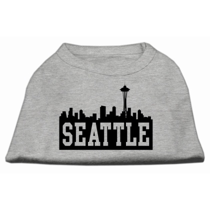 Seattle Skyline Screen Print Shirt Grey Lg