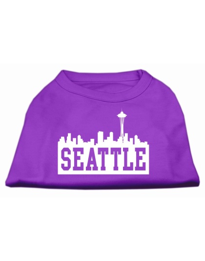 Seattle Skyline Screen Print Shirt Purple Lg