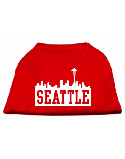 Seattle Skyline Screen Print Shirt Red Lg