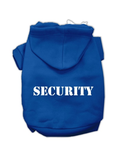 Security Screen Print Pet Hoodies Blue Size Lg