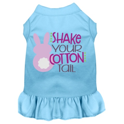 Shake Your Cotton Tail Screen Print Dog Dress Baby Blue 4X (22)