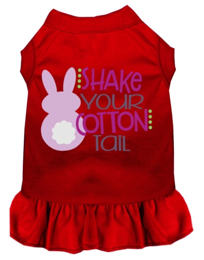 Shake Your Cotton Tail Screen Print Dog Dress Red 4X (22)
