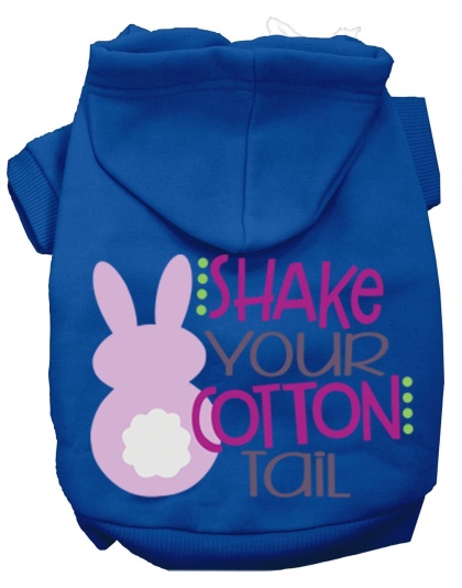 Shake Your Cotton Tail Screen Print Dog Hoodie Blue L