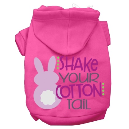 Shake Your Cotton Tail Screen Print Dog Hoodie Bright Pink L