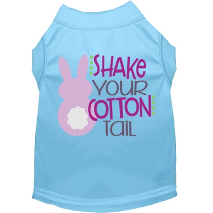 Shake Your Cotton Tail Screen Print Dog Shirt Baby Blue Lg