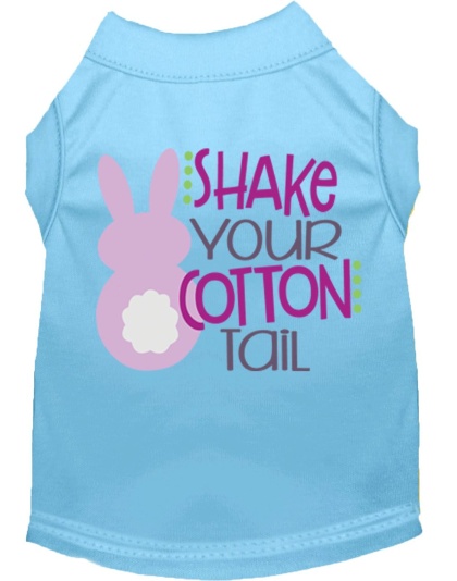 Shake Your Cotton Tail Screen Print Dog Shirt Baby Blue Lg
