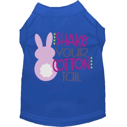 Shake Your Cotton Tail Screen Print Dog Shirt Blue Lg