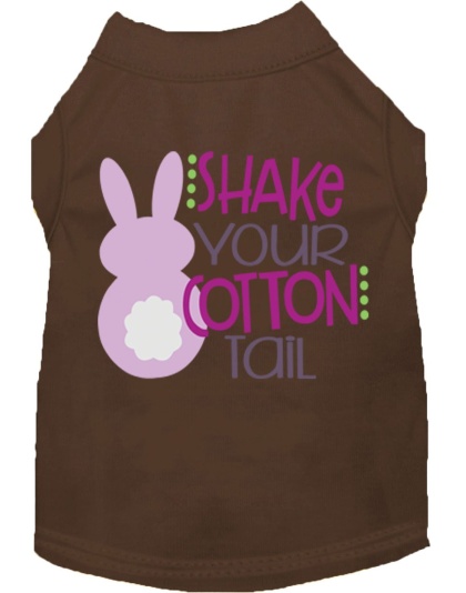 Shake Your Cotton Tail Screen Print Dog Shirt Brown Lg