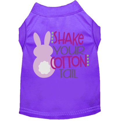 Shake Your Cotton Tail Screen Print Dog Shirt Purple Lg