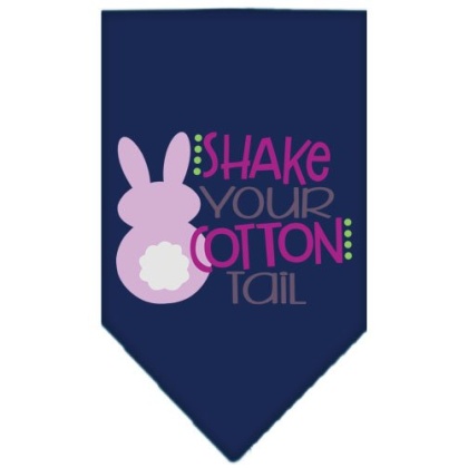 Shake Your Cotton Tail Screen Print Pet Bandana Navy Blue large