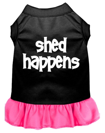 Shed Happens Screen Print Dress Black with Bright Pink Lg