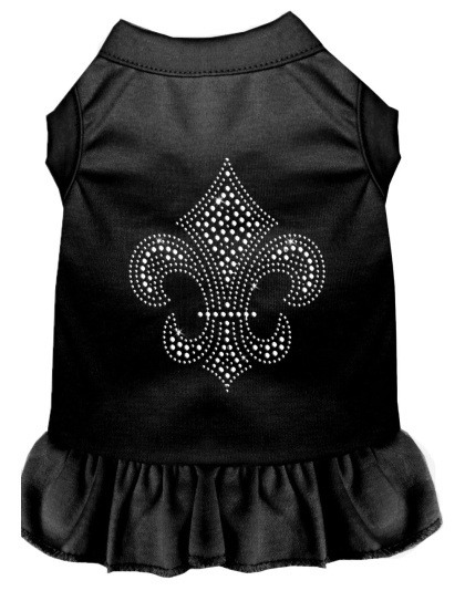 Silver Fleur de Lis Rhinestone Dress Black 4X