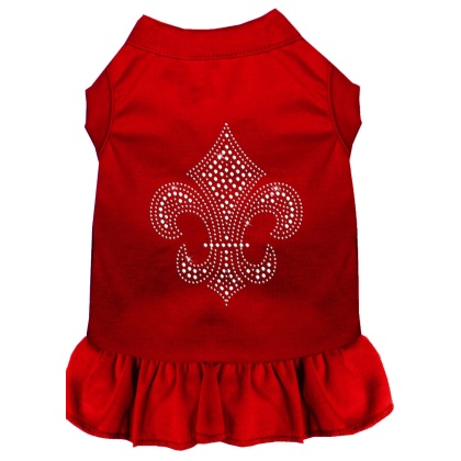 Silver Fleur de Lis Rhinestone Dress Red 4X