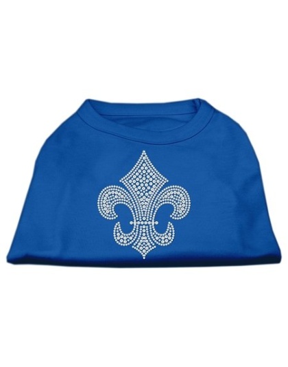 Silver Fleur de Lis Rhinestone Shirts Blue Lg