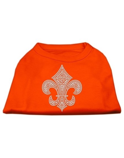 Silver Fleur de Lis Rhinestone Shirts Orange Lg