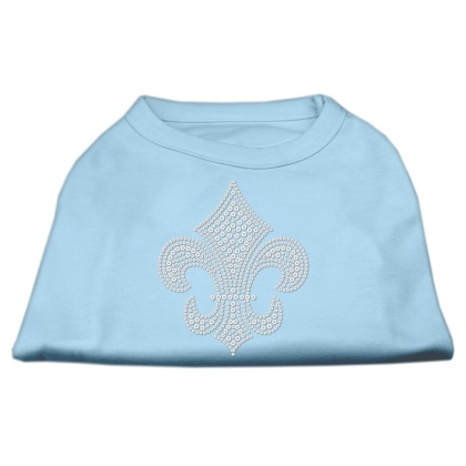 Silver Fleur de lis Rhinestone Shirts Baby Blue L