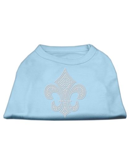 Silver Fleur de lis Rhinestone Shirts Baby Blue L