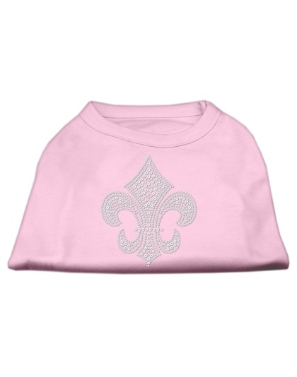 Silver Fleur de lis Rhinestone Shirts Light Pink L