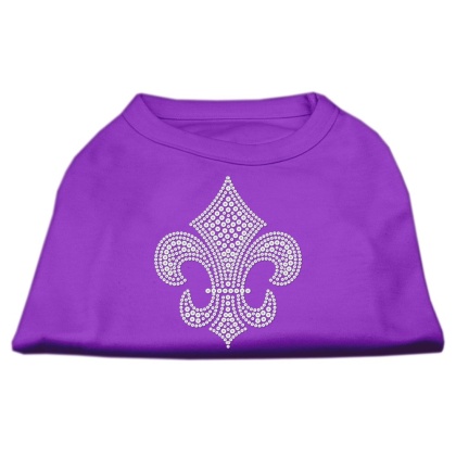 Silver Fleur de lis Rhinestone Shirts Purple L