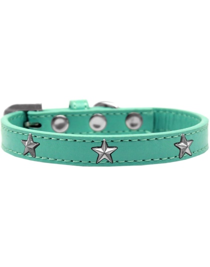 Silver Star Widget Dog Collar Aqua Size 10