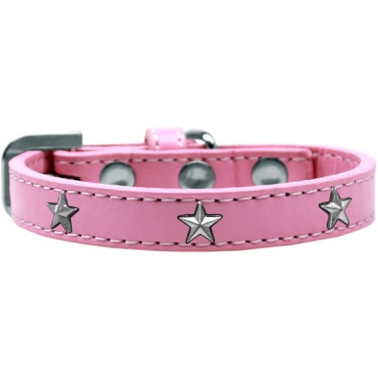 Silver Star Widget Dog Collar Light Pink Size 10