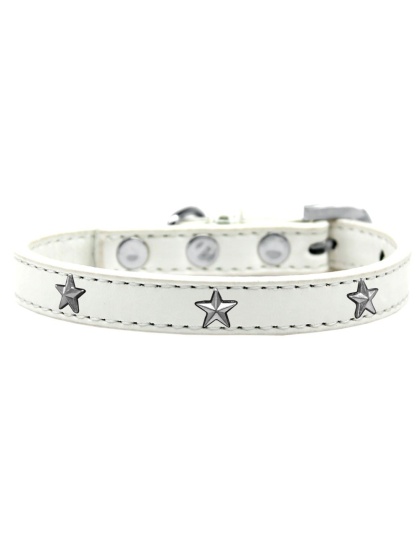 Silver Star Widget Dog Collar White Size 10