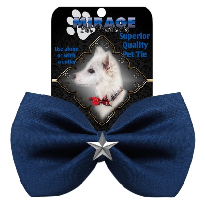 Silver Star Widget Pet Bowtie Navy Blue