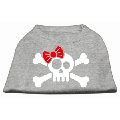 Skull Crossbone Bow Screen Print Shirt Grey Lg